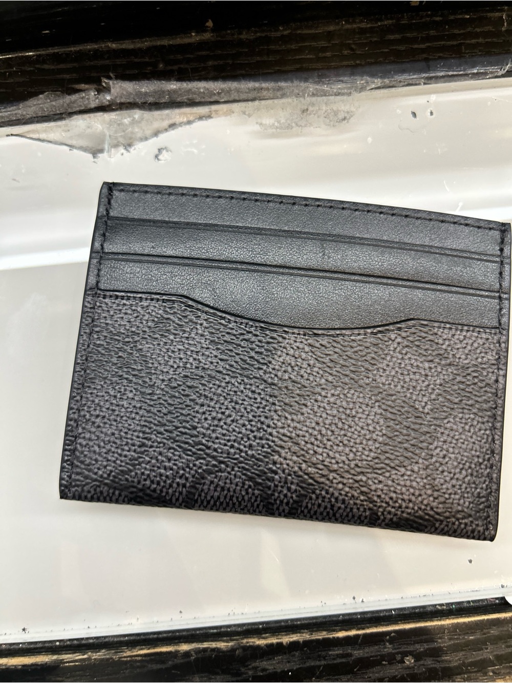 Coach card case Hold Leather & black logo C Signature Denim Card Case